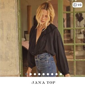 Doen Jana Black Cotton Button Down Top